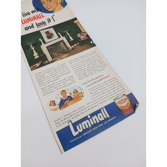 Vtg 1949 Pabco Inlaid Linoleums Painted Floor Covering Luminall Print Ad Kitchen - Picture 6 of 6